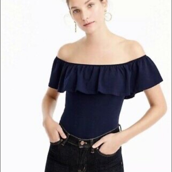 J. Crew Factory Tops - J Crew Off-the-Shoulder Ruffle Bodysuit